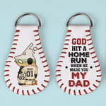 Custom Name Baseball Dad Gifts - Personalized Leather Keychain