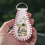Custom Name Baseball Dad Gifts - Personalized Leather Keychain