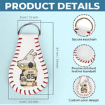 Custom Name Baseball Dad Gifts - Personalized Leather Keychain