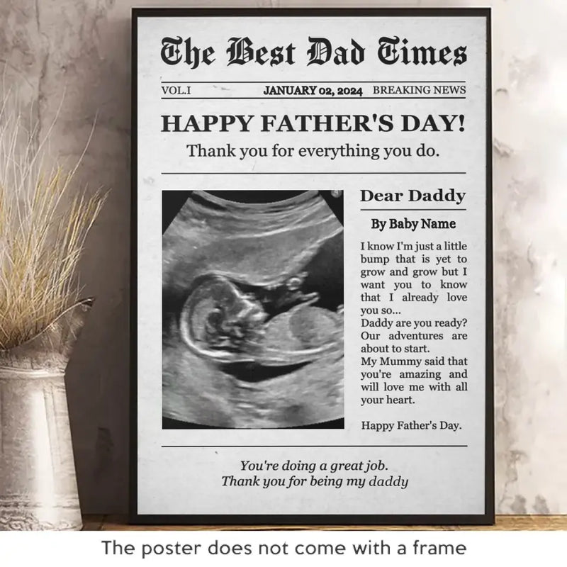 Custom Baby Ultrasound Father's Day Gifts for Dad - Personalized Poster