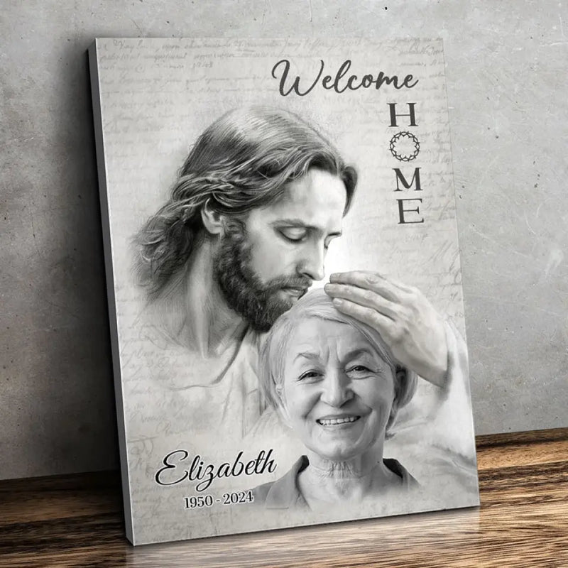 Custom Christian Memorial Portrait Decor - Personalized Canvas
