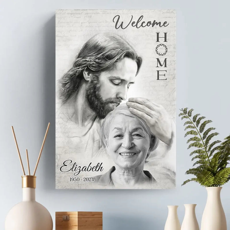 Custom Christian Memorial Portrait Decor - Personalized Canvas