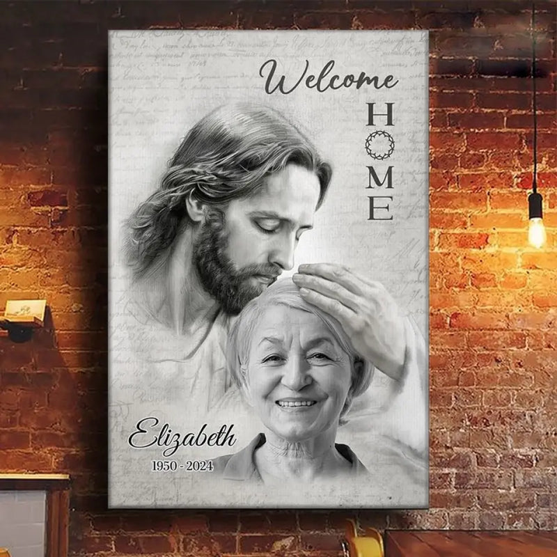 Custom Christian Memorial Portrait Decor - Personalized Canvas