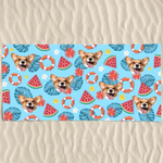 Corgi Watermelon Summer Beach Towel for Dog Lovers - Beach Towel