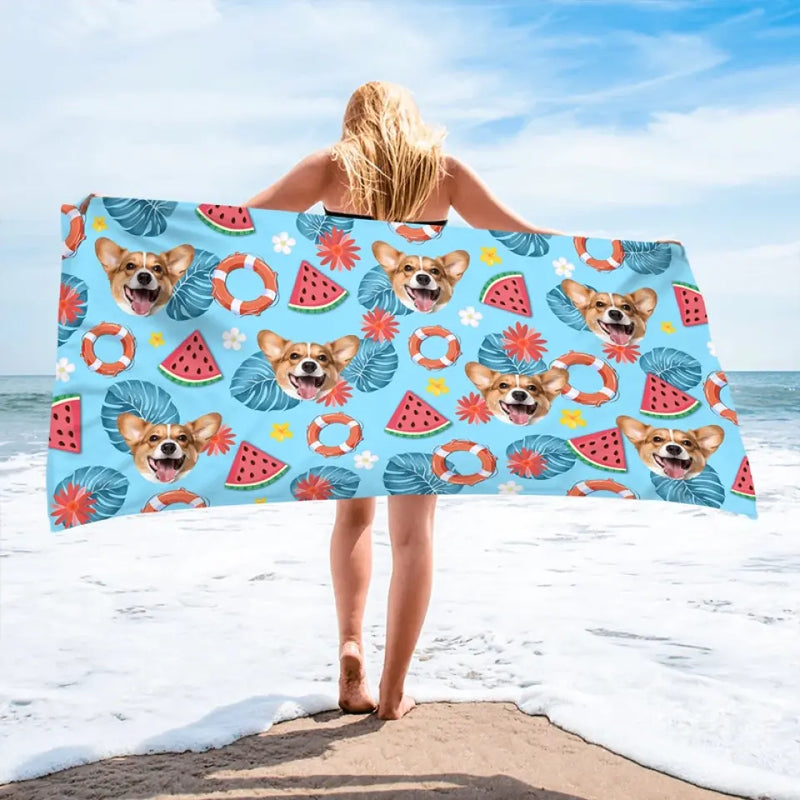 Corgi Watermelon Summer Beach Towel for Dog Lovers - Beach Towel