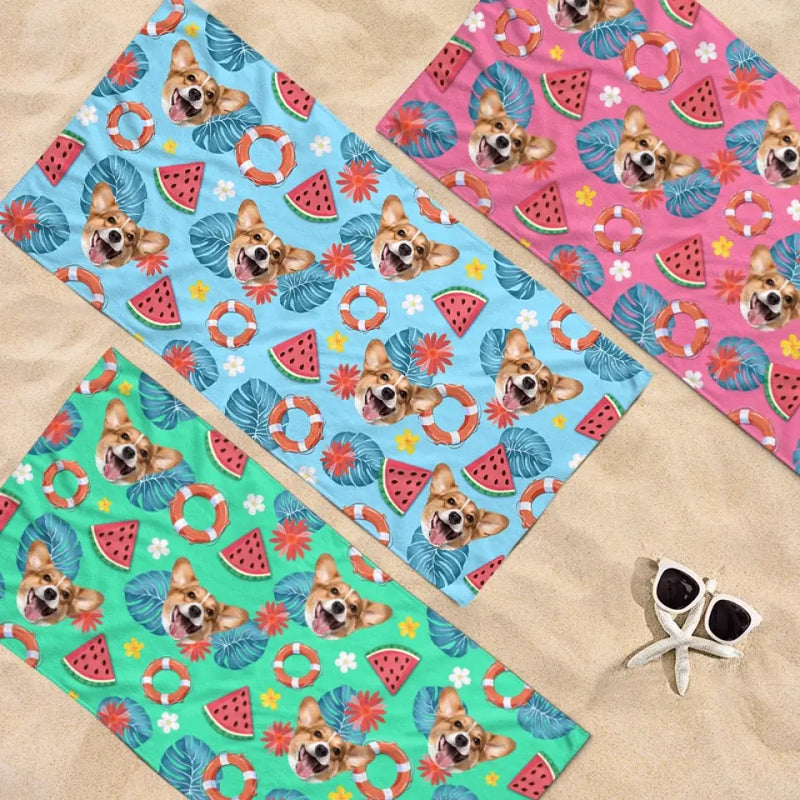 Corgi Watermelon Summer Beach Towel for Dog Lovers - Beach Towel