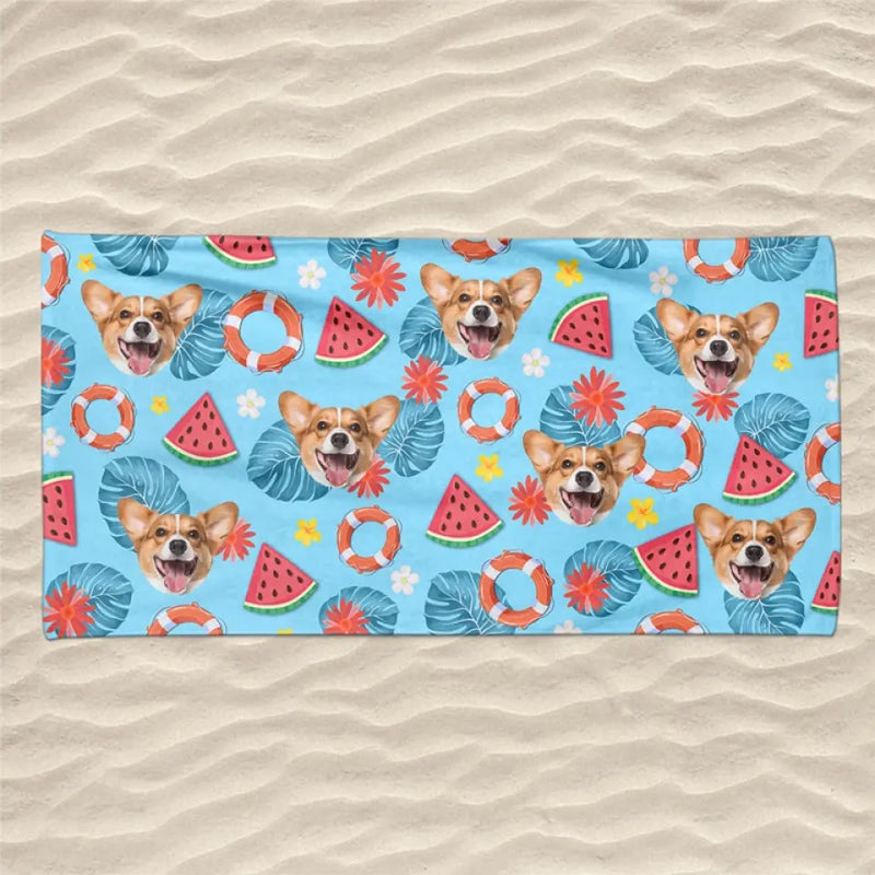 Corgi Watermelon Summer Beach Towel for Dog Lovers - Beach Towel