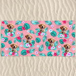 Golden Retriever Puppy Tropical Beach Design - Beach Towel