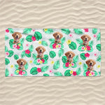 Golden Retriever Puppy Tropical Beach Design - Beach Towel