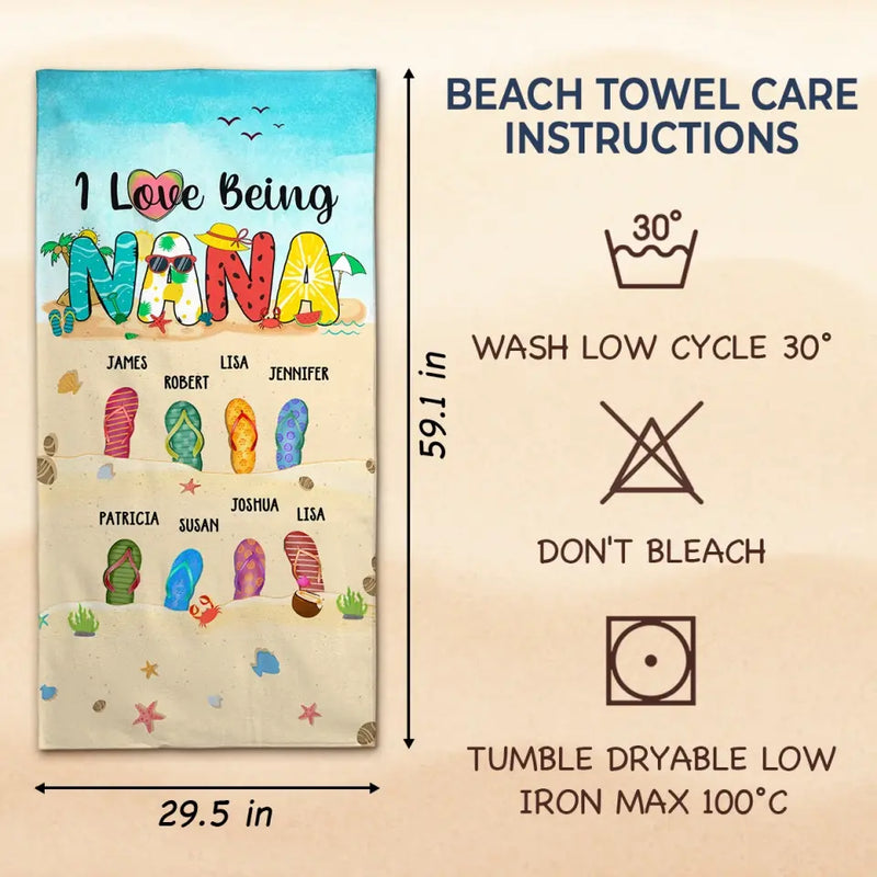 Being A Grandma Doesn't Make Me Old It Makes Me Blessed - Family Personalized Custom Beach Towel - Summer Vacation Gift, Birthday Pool Party Gift For Grandma