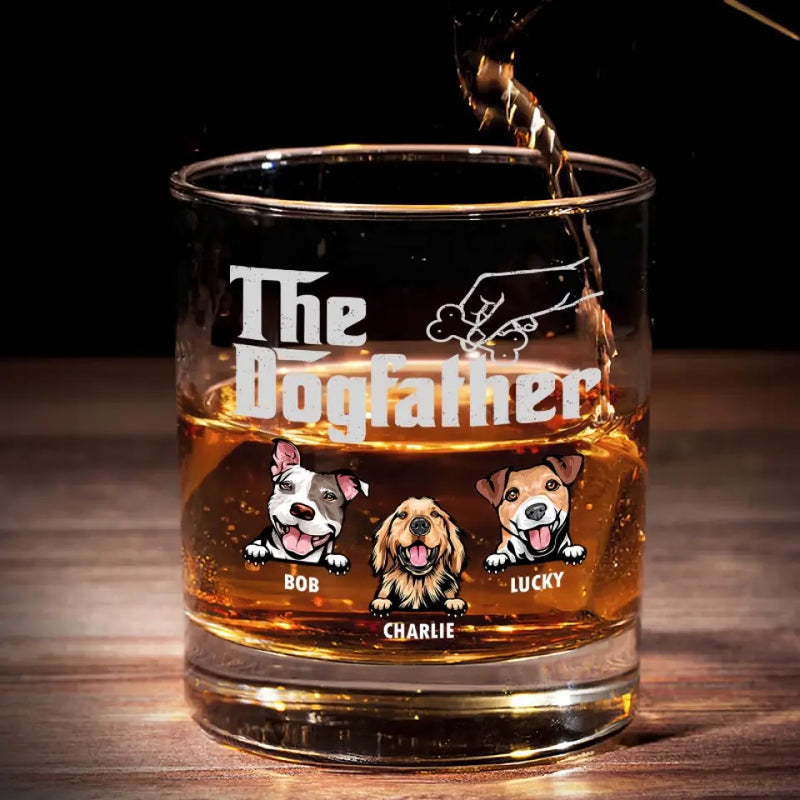 Custom Pet Name The Dogfather Gifts for Dog Dads - Personalized Whiskey Glass