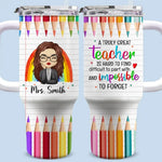 Custom Name Teacher Gifts for Educators - Personalized 40 Oz Tumbler With Handle