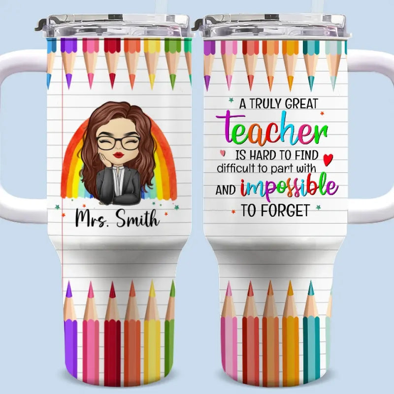 Custom Name Teacher Gifts for Educators - Personalized 40 Oz Tumbler With Handle
