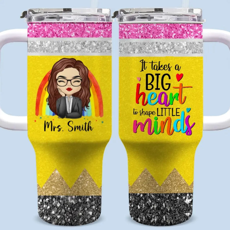 Custom Name Rainbow Teacher Gifts - Personalized 40 Oz Tumbler With Handle