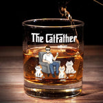 Custom Name Cat Dad Gifts - Personalized Whiskey Glass