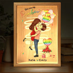 Custom Name Rainbow Love Gifts for Couples - Personalized Frame Light Box