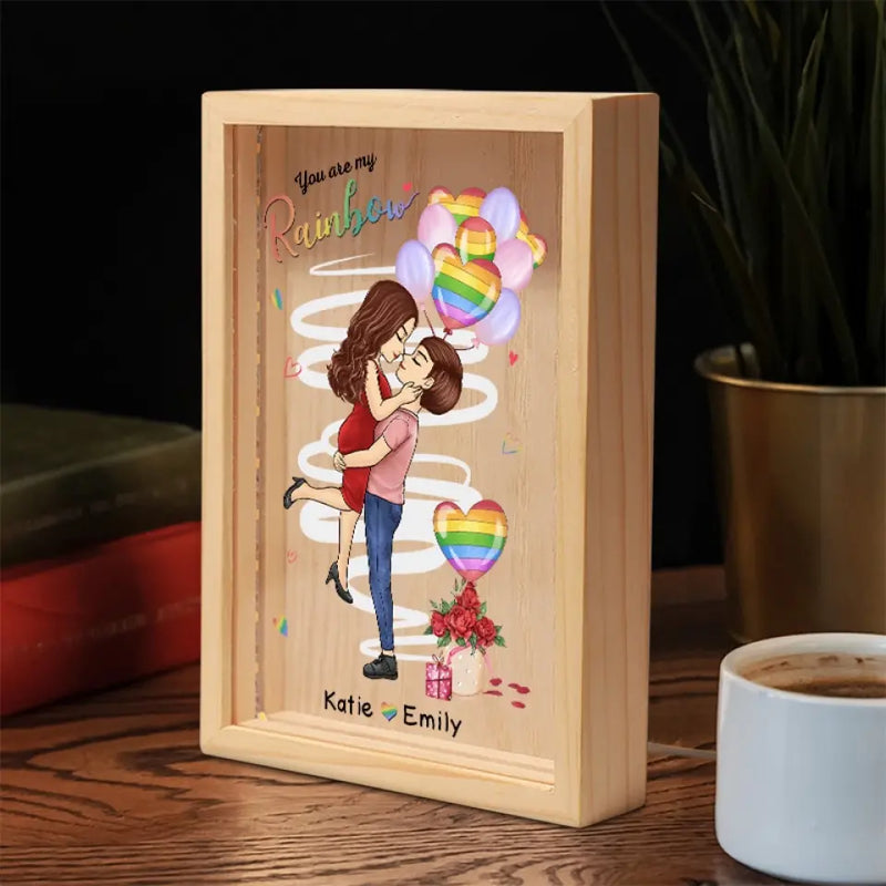 Custom Name Rainbow Love Gifts for Couples - Personalized Frame Light Box