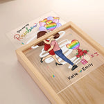 Custom Name Rainbow Love Gifts for Couples - Personalized Frame Light Box