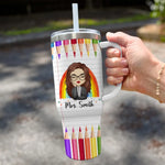 Custom Name Teacher Gifts for Educators - Personalized 40 Oz Tumbler With Handle