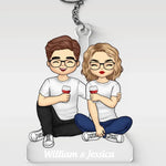 Custom Name Couple Wine Lover Gifts - Personalized Acrylic Keychain