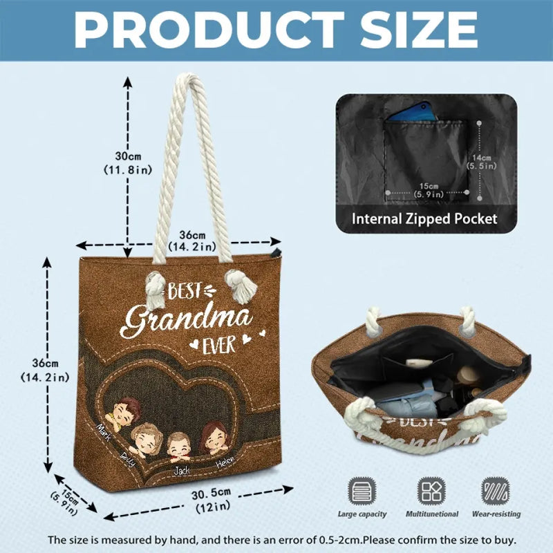 Custom Name Best Grandma Gifts - Personalized Beach Bag