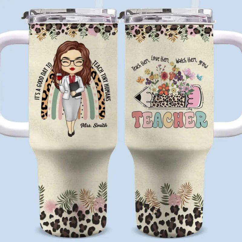 Custom Name Teacher Gifts - Personalized 40 Oz Tumbler With Handle