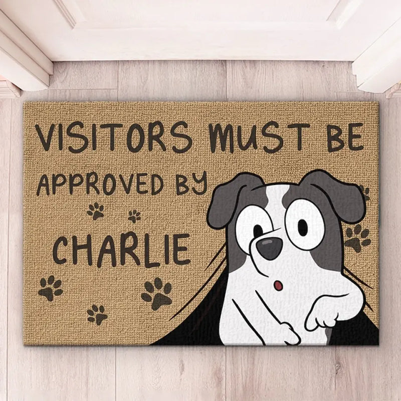 Custom Name Dog Visitor Approval Gifts for Dog Lovers - Personalized Doormat
