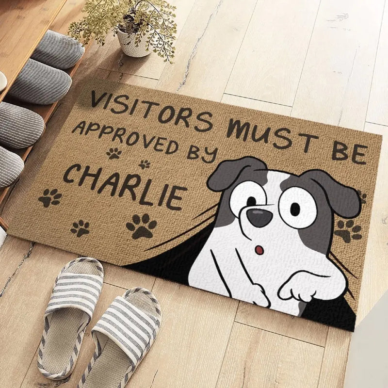 Custom Name Dog Visitor Approval Gifts for Dog Lovers - Personalized Doormat