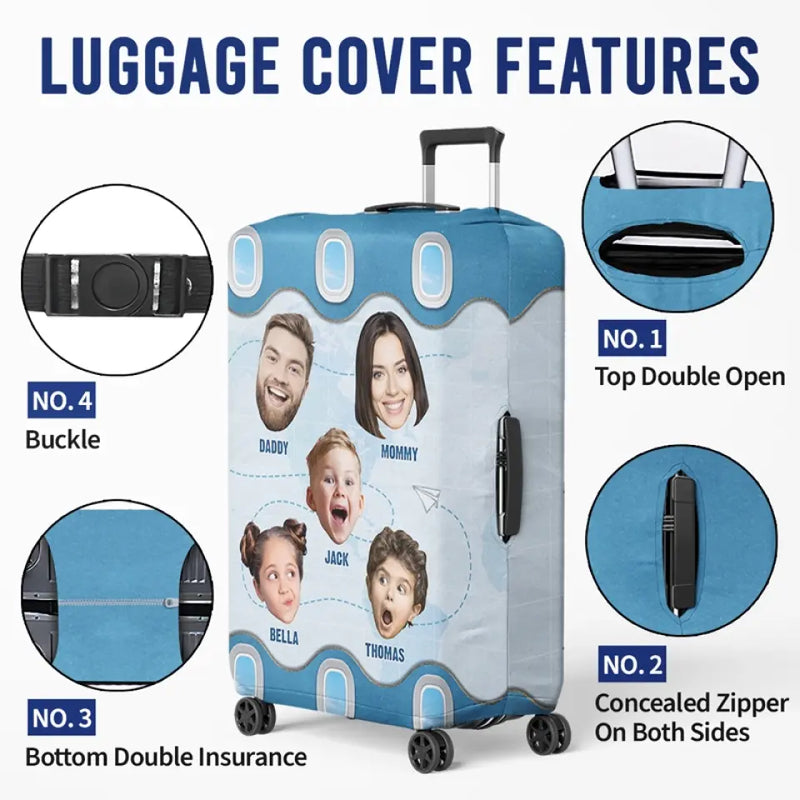Custom Family Photo Vacation Gifts - Personalized Luggage Cover