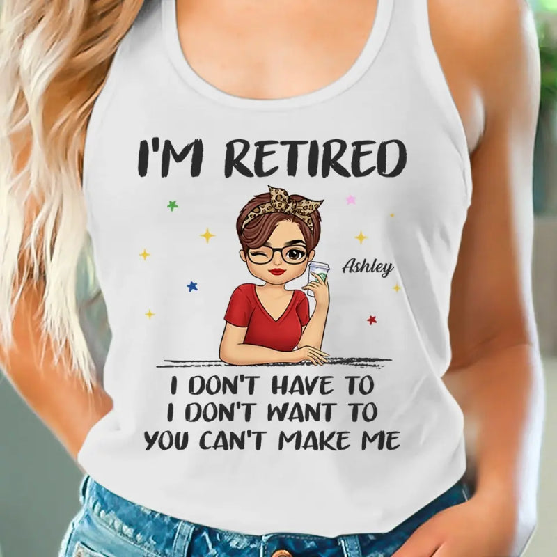 Custom Name Funny Retirement Gifts for Women - Personalized Racer Back Tank Top