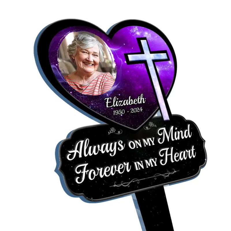 Custom Photo Memorial Cross Decor - Personalized Acrylic Stake