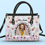 Custom Name Teacher Gifts for Educators - Personalized Leather Handbag