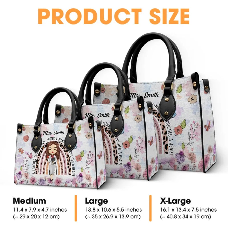 Custom Name Teacher Gifts for Educators - Personalized Leather Handbag
