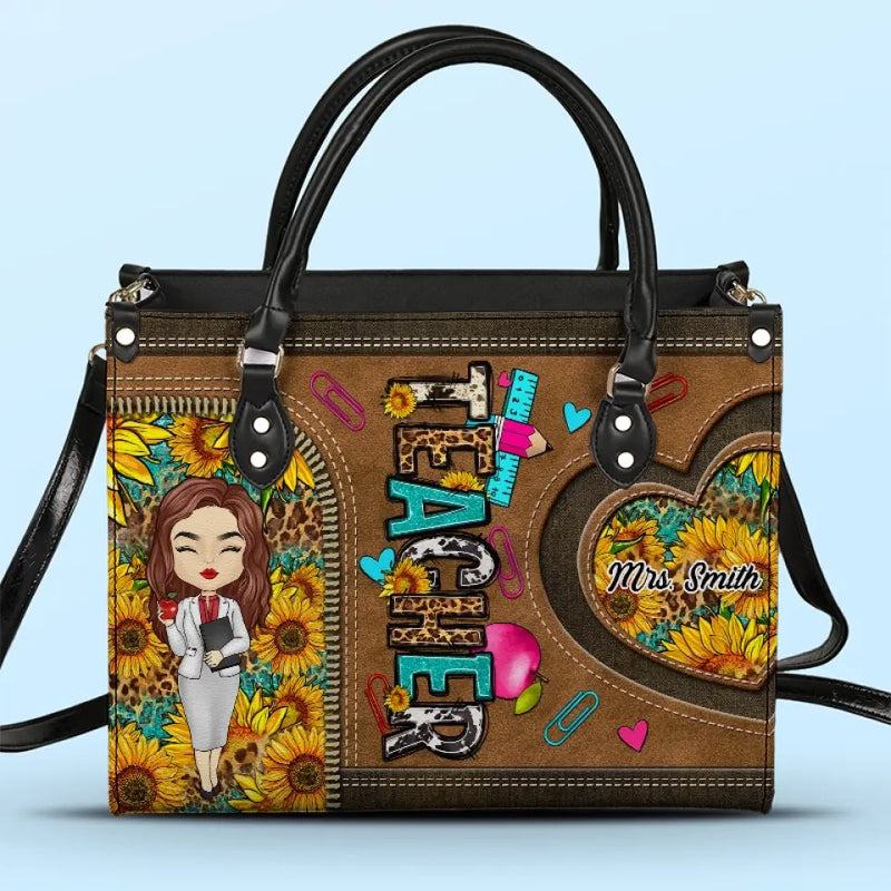 Custom Name Teacher Appreciation Gifts - Personalized Leather Handbag