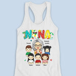 Custom Name Mama Family Gifts for Women - Personalized Racer Back Tank Top