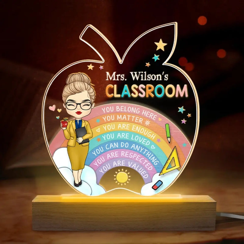 Custom Name Teacher Classroom Gifts - Personalized Acrylic LED Light