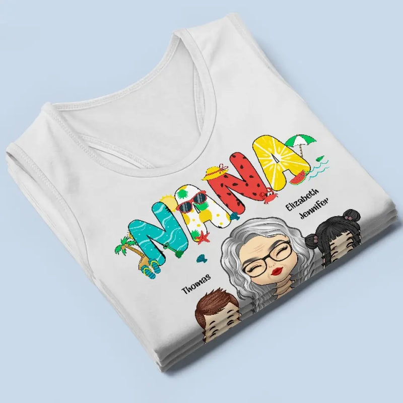 Custom Name Mama Family Gifts for Women - Personalized Racer Back Tank Top