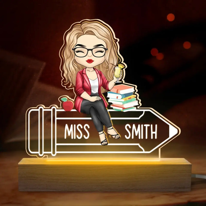 Custom Name Teacher Gifts for Women - Personalized Acrylic LED Light