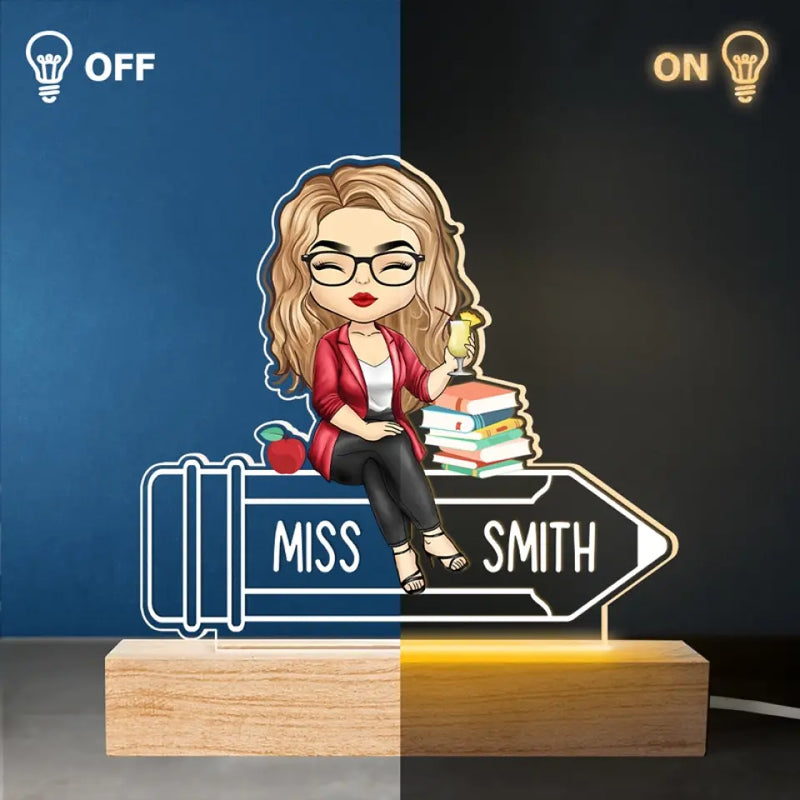 Teaching Fills My Heart - Teacher Personalized Custom Shaped 3D LED Light - Gift For Teacher