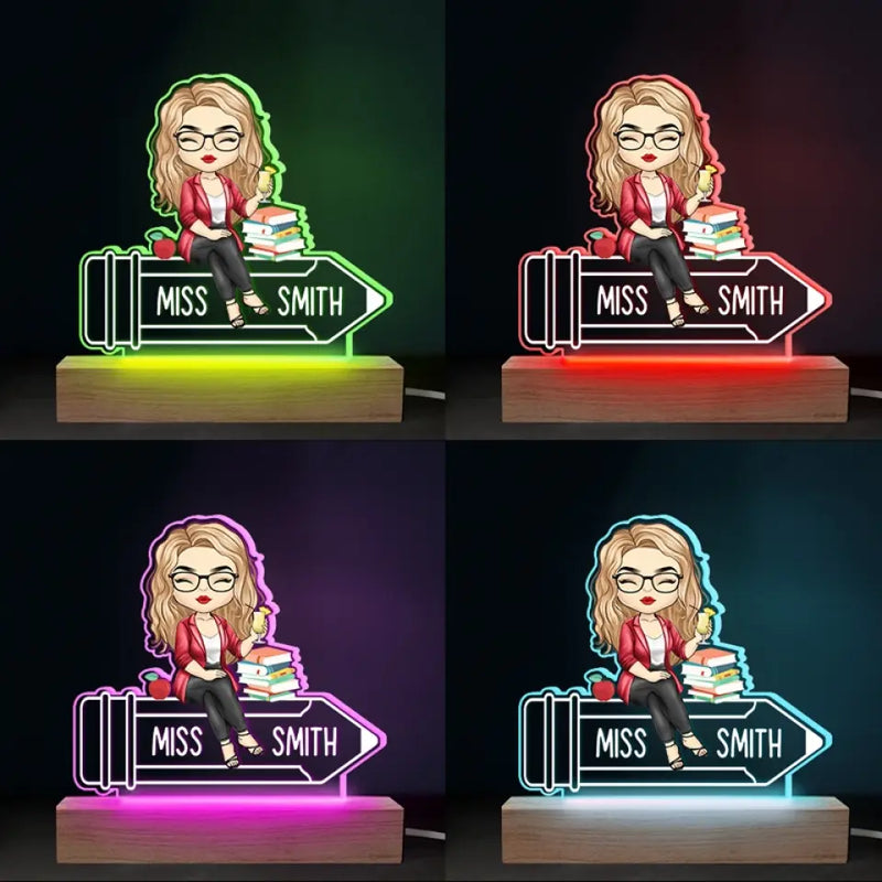 Teaching Fills My Heart - Teacher Personalized Custom Shaped 3D LED Light - Gift For Teacher