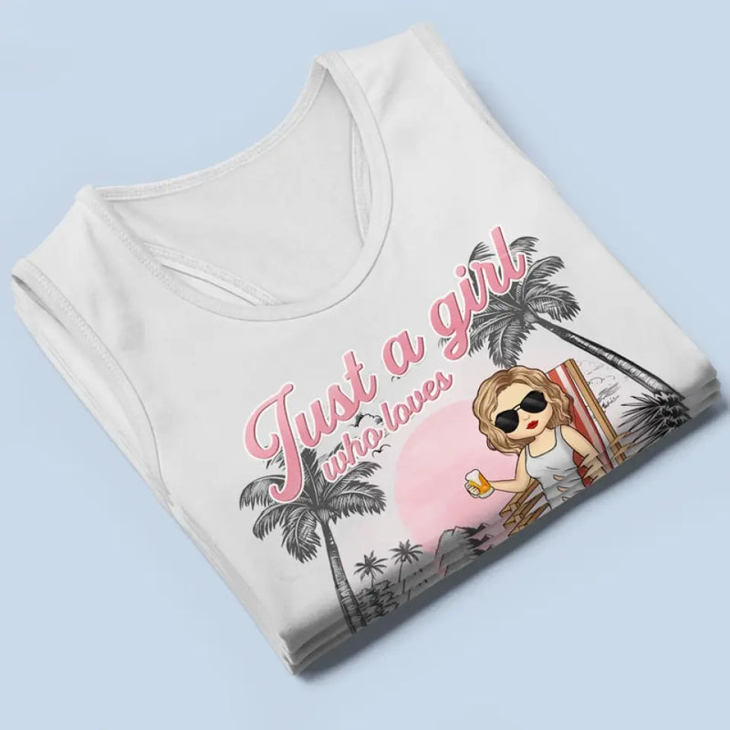 Custom Name Beach Lover Gifts for Women - Personalized Racer Back Tank Top
