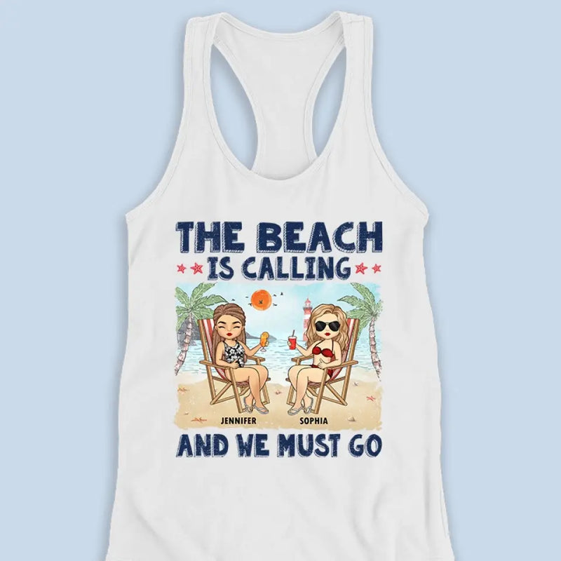 Custom Name Beach Vacation Gifts for Women - Personalized Racer Back Tank Top
