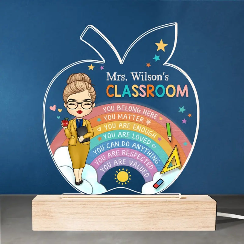 Custom Name Teacher Classroom Gifts - Personalized Acrylic LED Light