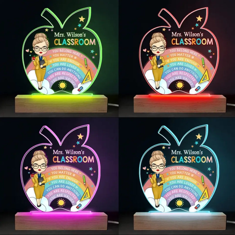 Custom Name Teacher Classroom Gifts - Personalized Acrylic LED Light