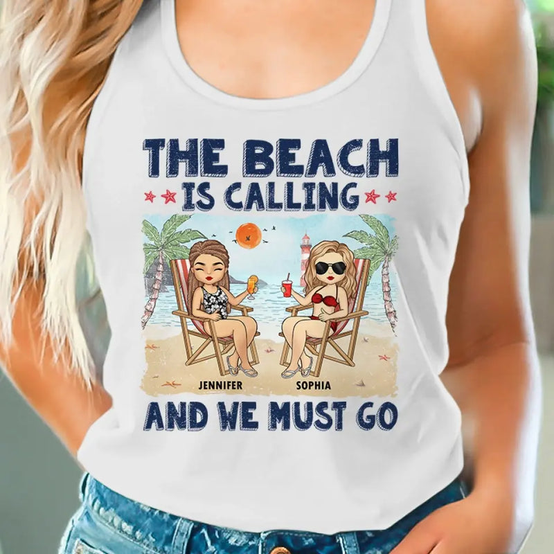 Custom Name Beach Vacation Gifts for Women - Personalized Racer Back Tank Top
