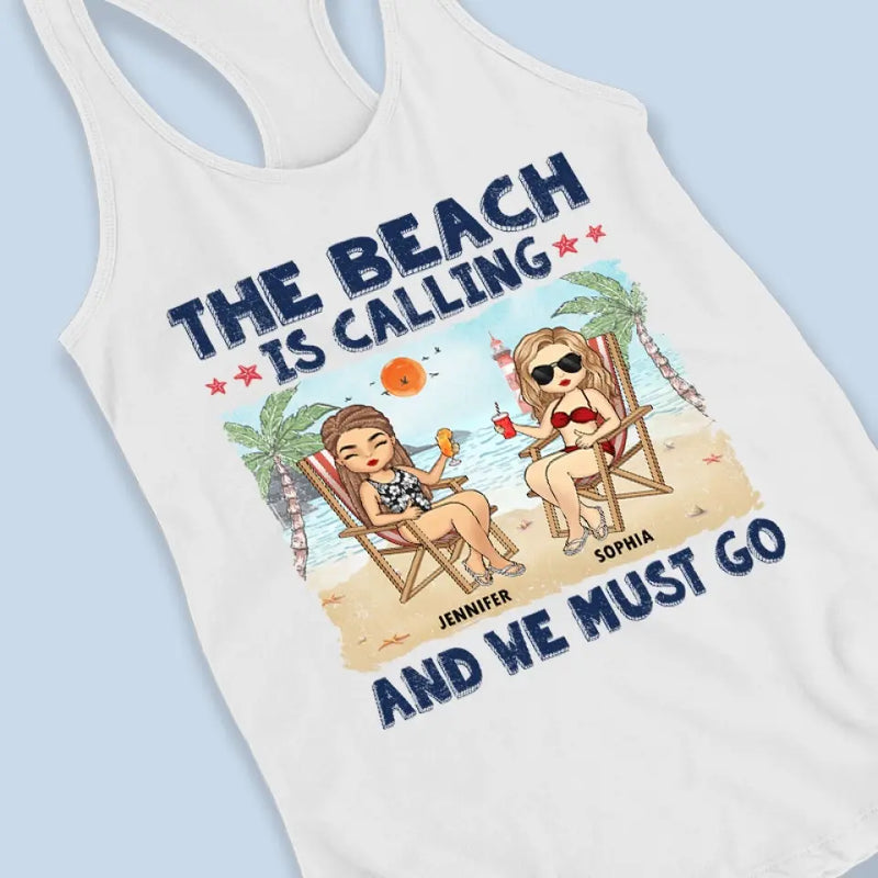 Custom Name Beach Vacation Gifts for Women - Personalized Racer Back Tank Top