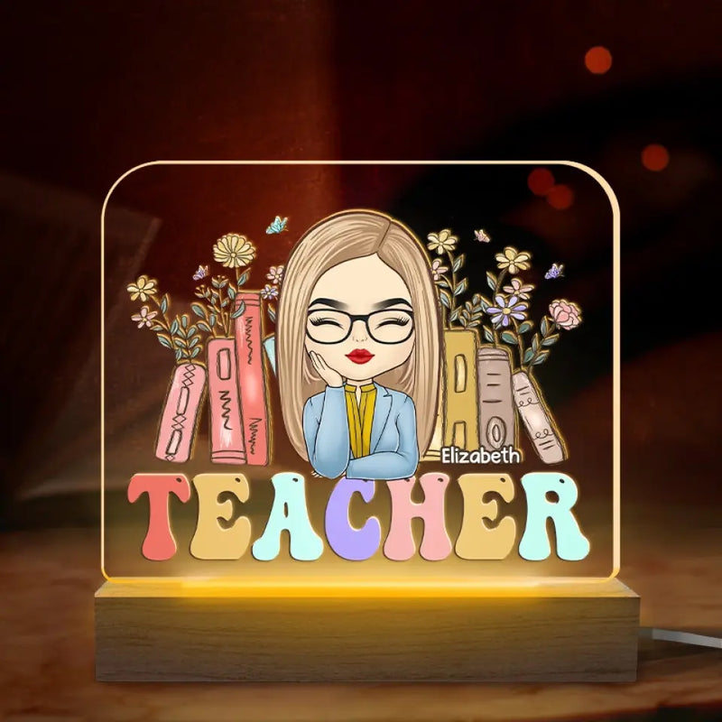 Custom Name Teacher Appreciation Gifts - Personalized Acrylic LED Light