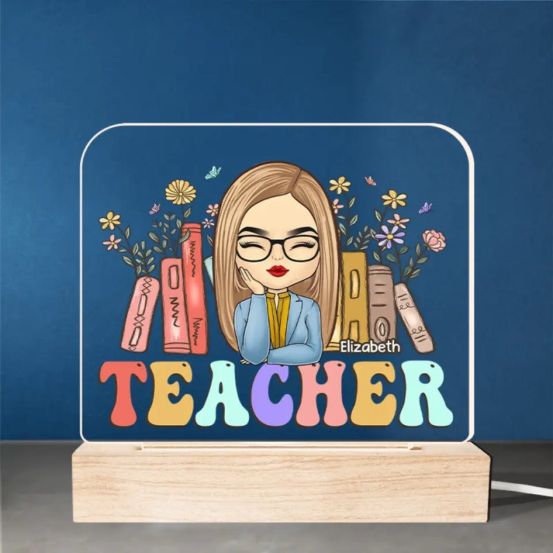 Custom Name Teacher Appreciation Gifts - Personalized Acrylic LED Light
