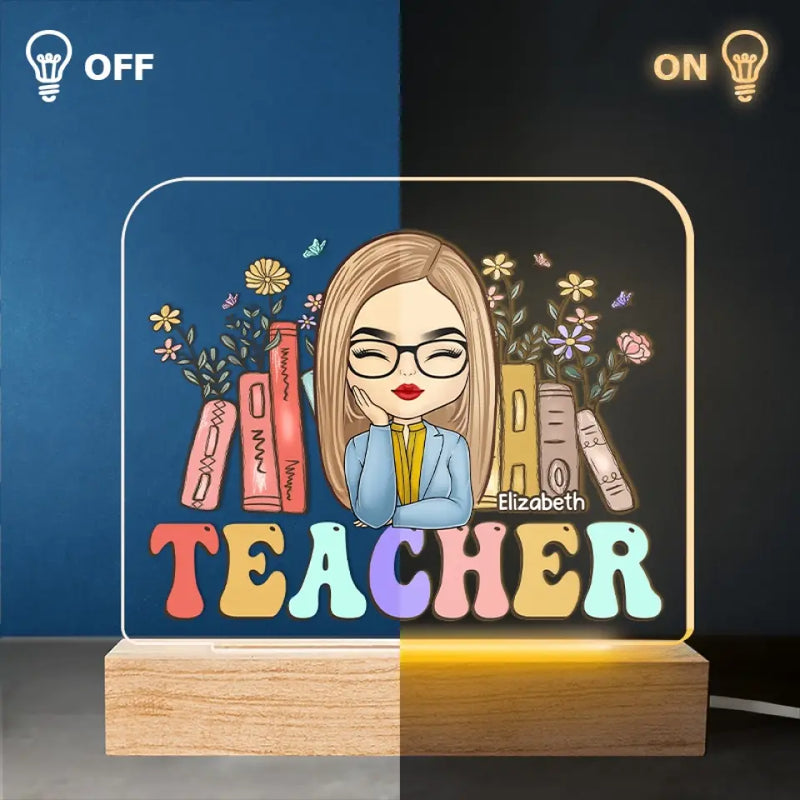 Custom Name Teacher Appreciation Gifts - Personalized Acrylic LED Light