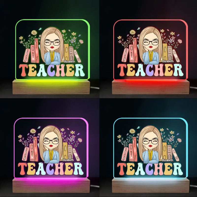Custom Name Teacher Appreciation Gifts - Personalized Acrylic LED Light